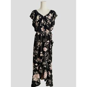Indulge In Style Dress XL Floral Cottagecore Strappy Flutter Sleeve Sundress